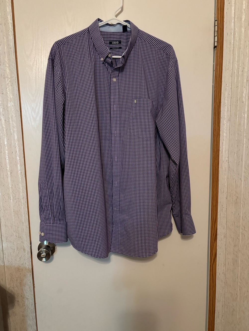 Izod Men’s Purple Gingham Button-Down Shirt